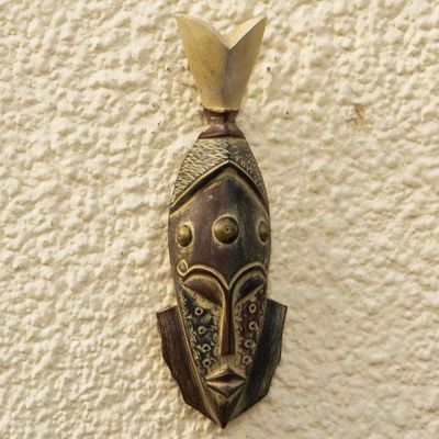 Alternate image for Handmade Sese Wood Fish Head Mask Fish Head