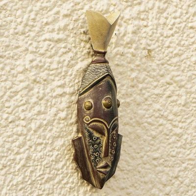 Alternate image for Handmade Sese Wood Fish Head Mask Fish Head
