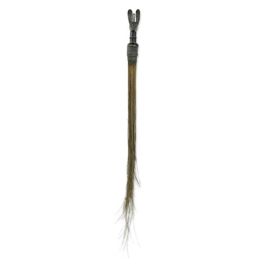 Rabbit Themed African Wood Decorative Broom Accent 'Guro Rabbit'