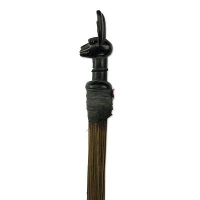 Alternate image for Rabbit Themed African Wood Decorative Broom Accent Guro Rabbit