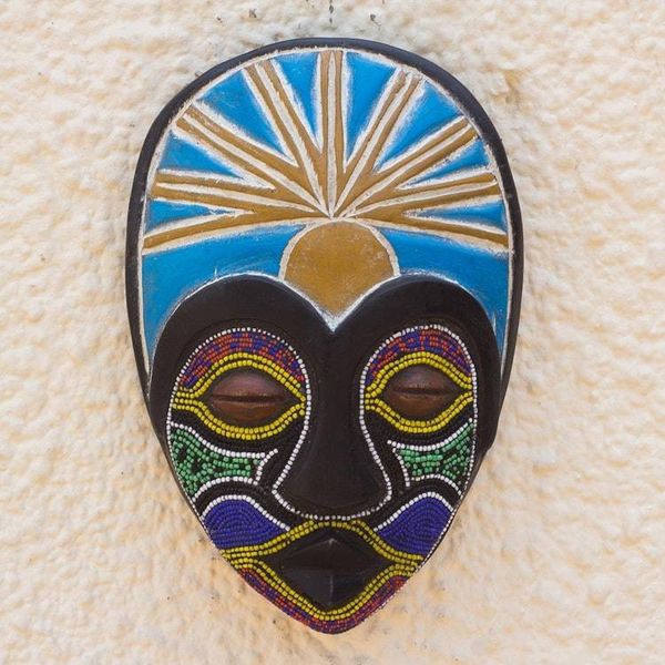 Alternate image for Sese Wood and Recycled Glass Beaded Mask Queen Colors