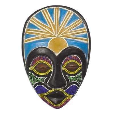 Alternate image for Sese Wood and Recycled Glass Beaded Mask Queen Colors