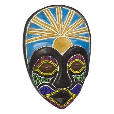 Alternate image for Sese Wood and Recycled Glass Beaded Mask Queen Colors