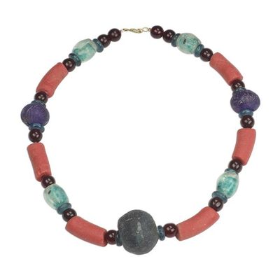 Alternate image for Recycled Glass Beaded Necklace Crafted in Ghana Eco Aseda