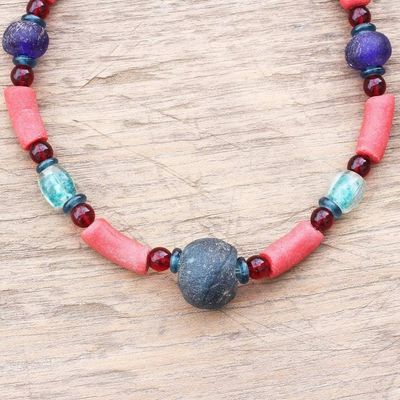 Alternate image for Recycled Glass Beaded Necklace Crafted in Ghana Eco Aseda
