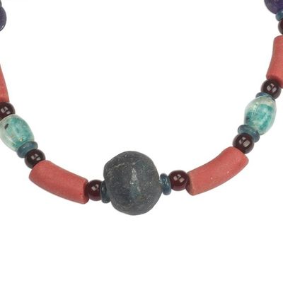 Alternate image for Recycled Glass Beaded Necklace Crafted in Ghana Eco Aseda