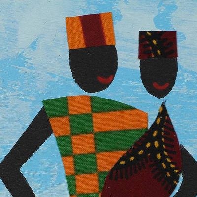 Alternate image for Father and Child Painting with Colorful Cotton Accents Fathers Pride II