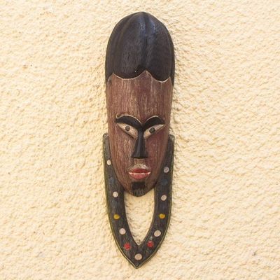 Alternate image for Hand Carved African Sese Wood Mask Okwantwefo