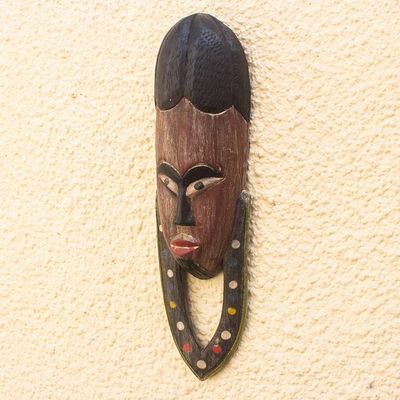 Alternate image for Hand Carved African Sese Wood Mask Okwantwefo