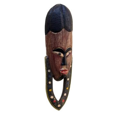 Alternate image for Hand Carved African Sese Wood Mask Okwantwefo