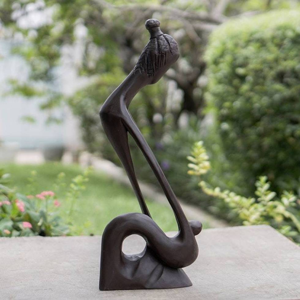 Handcrafted Abstract Wood Sculpture 'A Time for Everything'