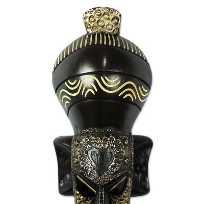 Alternate image for Hand Carved Sese Wood and Aluminum Plated Mask Humility