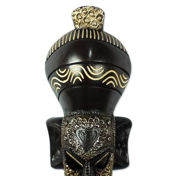 Alternate image for Hand Carved Sese Wood and Aluminum Plated Mask Humility