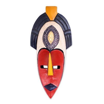 Alternate image for African Ashanti Wood Wall Mask with Brass Aluminum Accents Ashanti Princess II