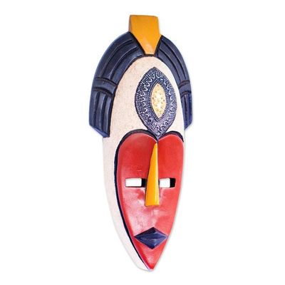 Alternate image for African Ashanti Wood Wall Mask with Brass Aluminum Accents Ashanti Princess II