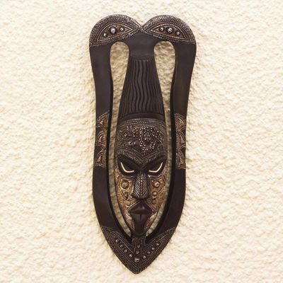 Alternate image for African Sese Wood and Aluminum Plated Mask Love Each Other