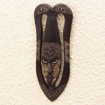 Alternate image for African Sese Wood and Aluminum Plated Mask Love Each Other
