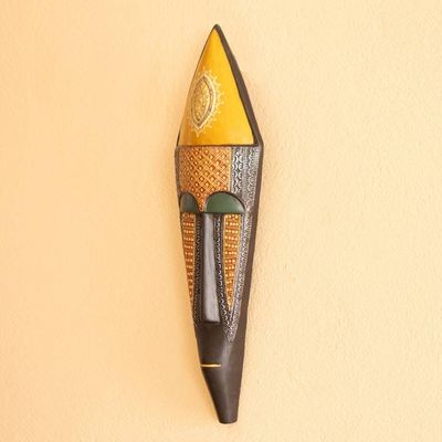 Alternate image for Folk Art Antiqued Aluminum and Sese Wood Mask from Ghana Unique Ancestor