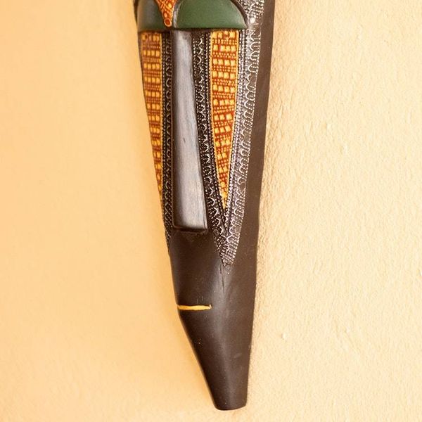 Alternate image for Folk Art Antiqued Aluminum and Sese Wood Mask from Ghana Unique Ancestor