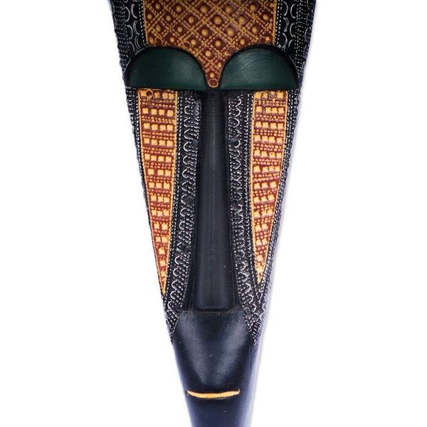 Alternate image for Folk Art Antiqued Aluminum and Sese Wood Mask from Ghana Unique Ancestor