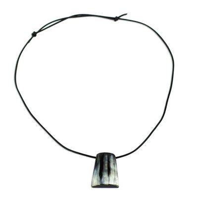 Alternate image for Handcrafted Leather and Bull Horn African Unisex Necklace Brave Spirit