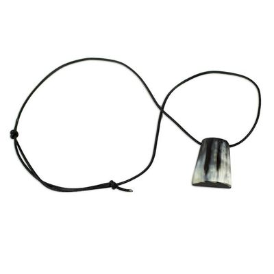 Alternate image for Handcrafted Leather and Bull Horn African Unisex Necklace Brave Spirit
