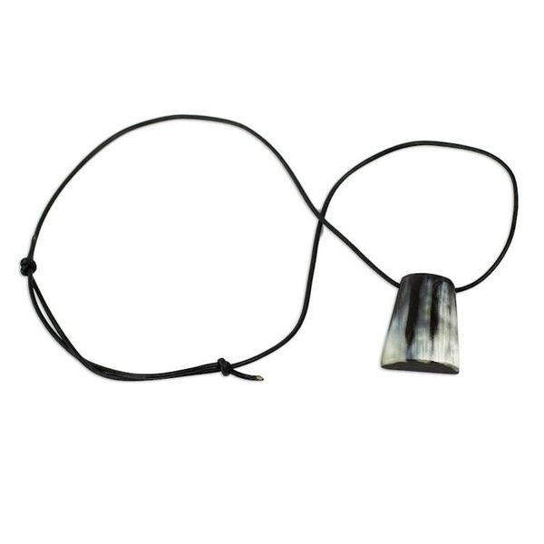 Alternate image for Handcrafted Leather and Bull Horn African Unisex Necklace Brave Spirit
