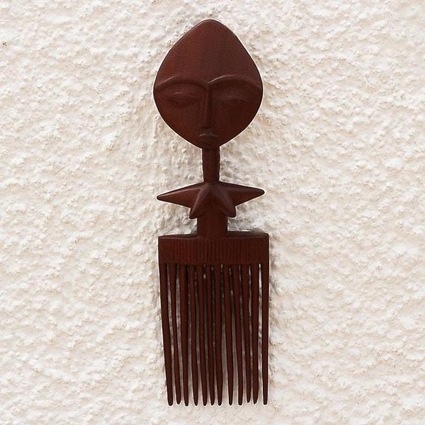 Alternate image for Hand Crafted Mahogany Wood Wall Art Akwaba Comb