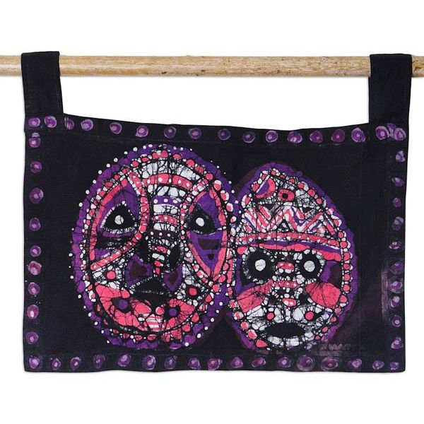 Alternate image for Handmade Cotton Batik Wall Hanging in a Vibrant Palette Spirits of the Past