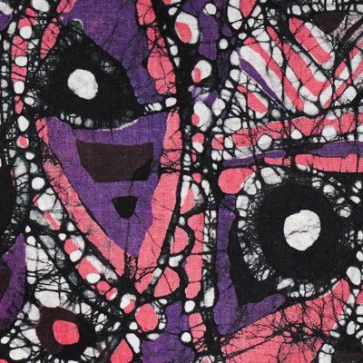 Alternate image for Handmade Cotton Batik Wall Hanging in a Vibrant Palette Spirits of the Past