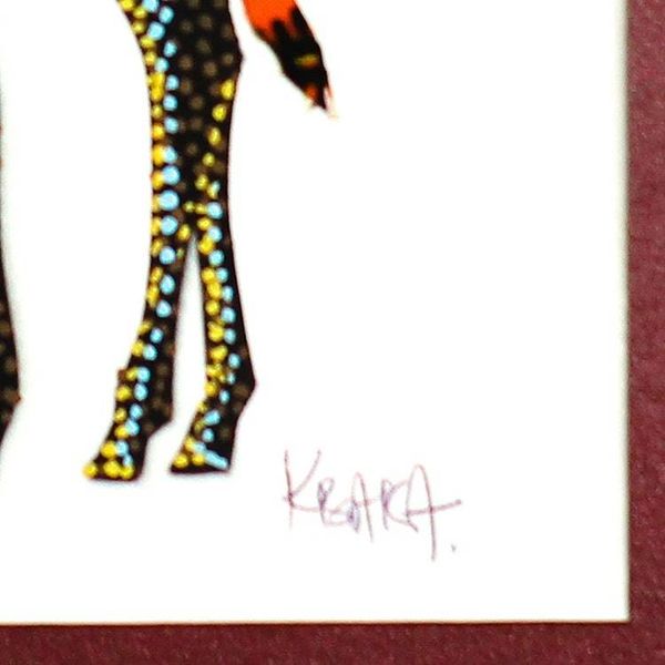 Alternate image for Signed Mixed Media Painting of a Giraffe from Ghana Giraffe Orange