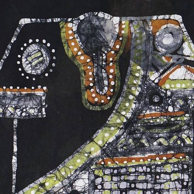 Alternate image for Handmade Cotton Batik Wall Hanging with Traditional Motifs Ancestral Ornaments
