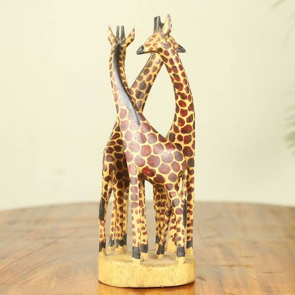 Alternate image for Hand Carved and Painted Giraffe Sculpture from Africa Giraffe Family