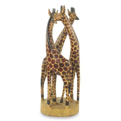 Alternate image for Hand Carved and Painted Giraffe Sculpture from Africa Giraffe Family