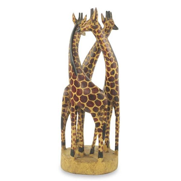 Alternate image for Hand Carved and Painted Giraffe Sculpture from Africa Giraffe Family