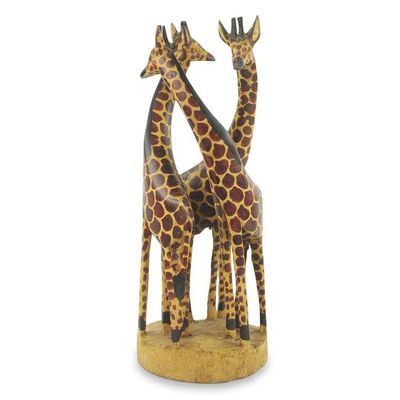 Alternate image for Hand Carved and Painted Giraffe Sculpture from Africa Giraffe Family