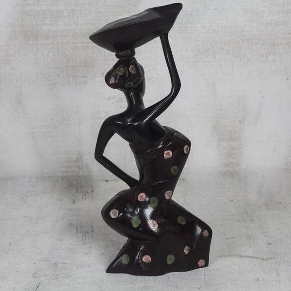 Alternate image for Black Sese Wood Sculpture of a Woman from Ghana Saleswoman