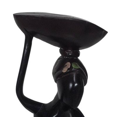 Alternate image for Black Sese Wood Sculpture of a Woman from Ghana Saleswoman