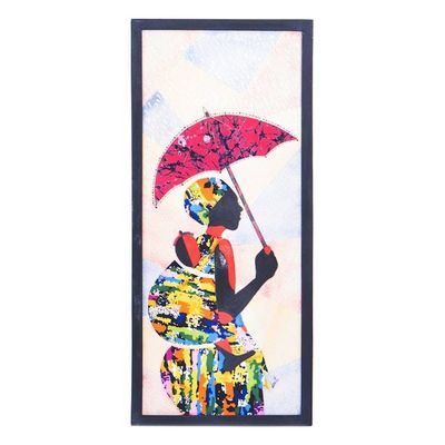 Alternate image for Batik and Oil on Cotton Collage of African Mother and Child The Strength of a Woman