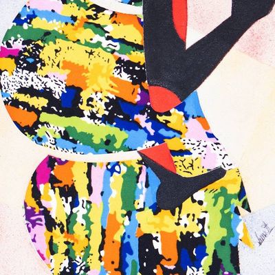 Alternate image for Batik and Oil on Cotton Collage of African Mother and Child The Strength of a Woman