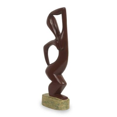 Alternate image for African Woman Tribal Dancer Hand Carved Wood Sculpture Adowa Dancer