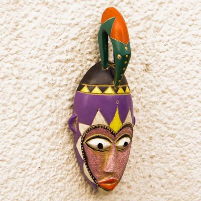 Alternate image for Vibrant Hand-Painted African Sese Wood Mask from Ghana Melokuhle