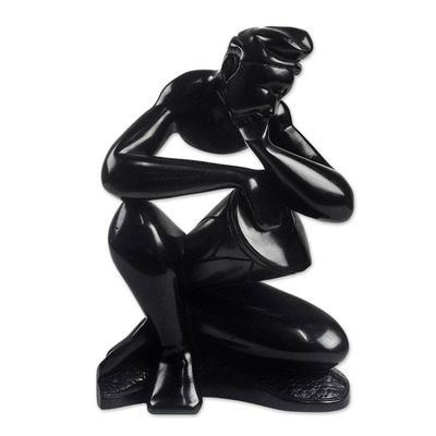 Alternate image for Hand-Carved Wood Sculpture of a Drummer from Ghana Wise Drummer