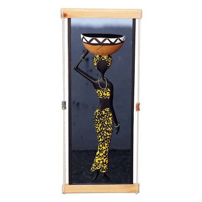 Alternate image for Yellow Gourd and Glass Wall Art of Hardworking Woman Graceful Goddess
