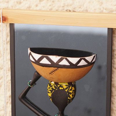 Alternate image for Yellow Gourd and Glass Wall Art of Hardworking Woman Graceful Goddess