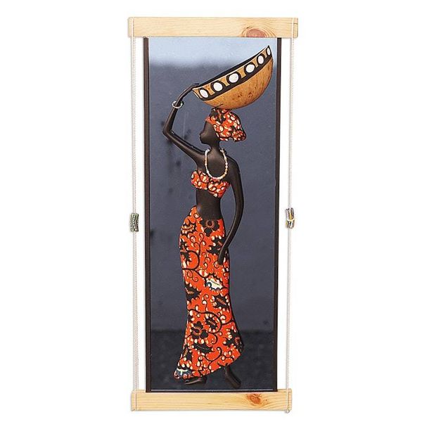 Alternate image for Orange Gourd and Glass Wall Art of Daydreaming Woman Hopeful Goddess