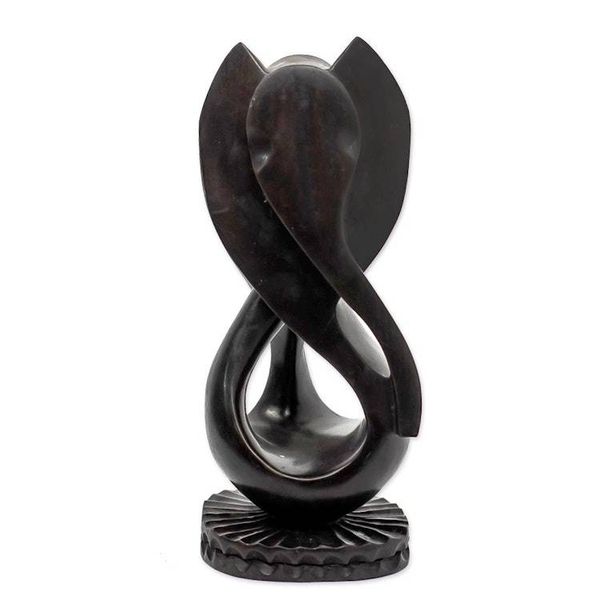 Alternate image for Hand Carved Teak Wood Elephant Sculpture Twin Elephant I