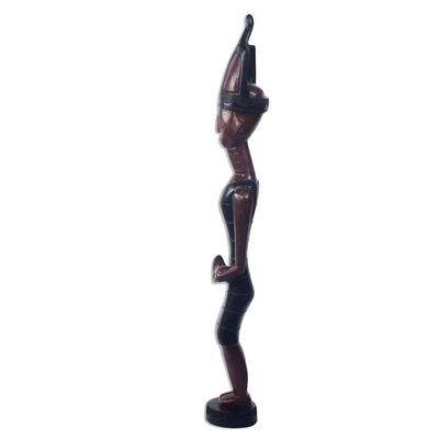 Alternate image for Hand-Carved Sese Wood Statuette of a Servant from Ghana Humble Servant