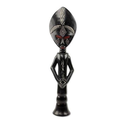Alternate image for Hand Carved African Fertility Doll with Embossed Aluminum Akuaba