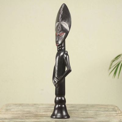 Alternate image for Hand Carved African Fertility Doll with Embossed Aluminum Akuaba